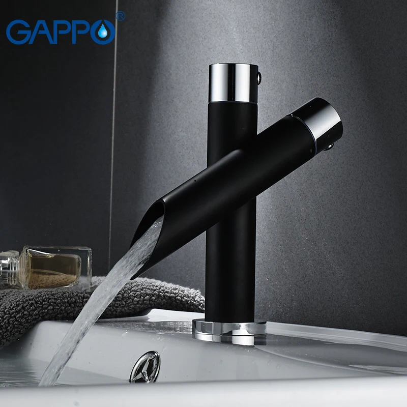Смеситель для раковины GAPPO черный кран Водопад ванной комнаты крепление на