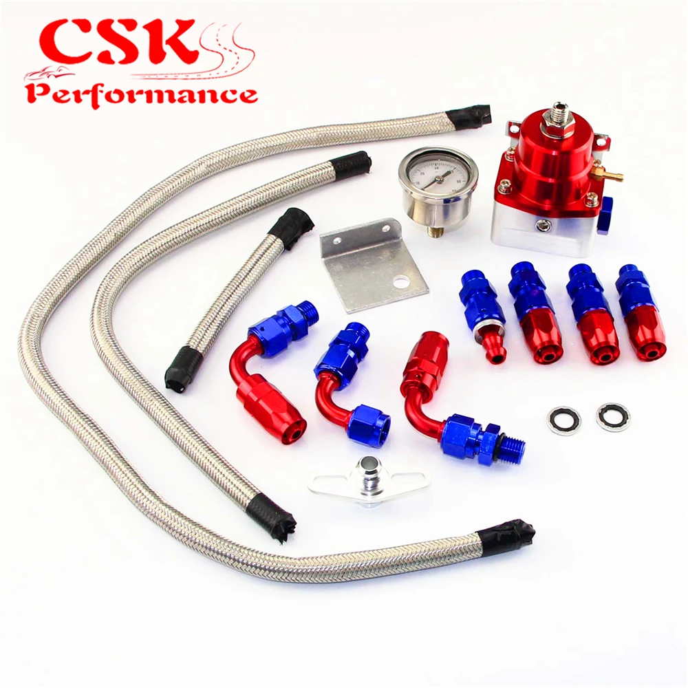 Регулируемый регулятор давления топлива Манометр комплект AN6 фитинг конец