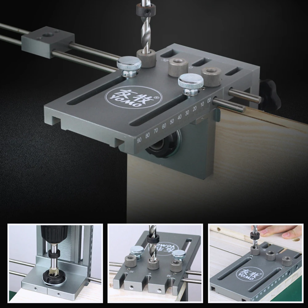 

3-in-1 Punch Positioner Punching Locator Hole Drill Punch Positioner Guide Locator Jig Dowelling Jig Woodworking Drill Guide Kit