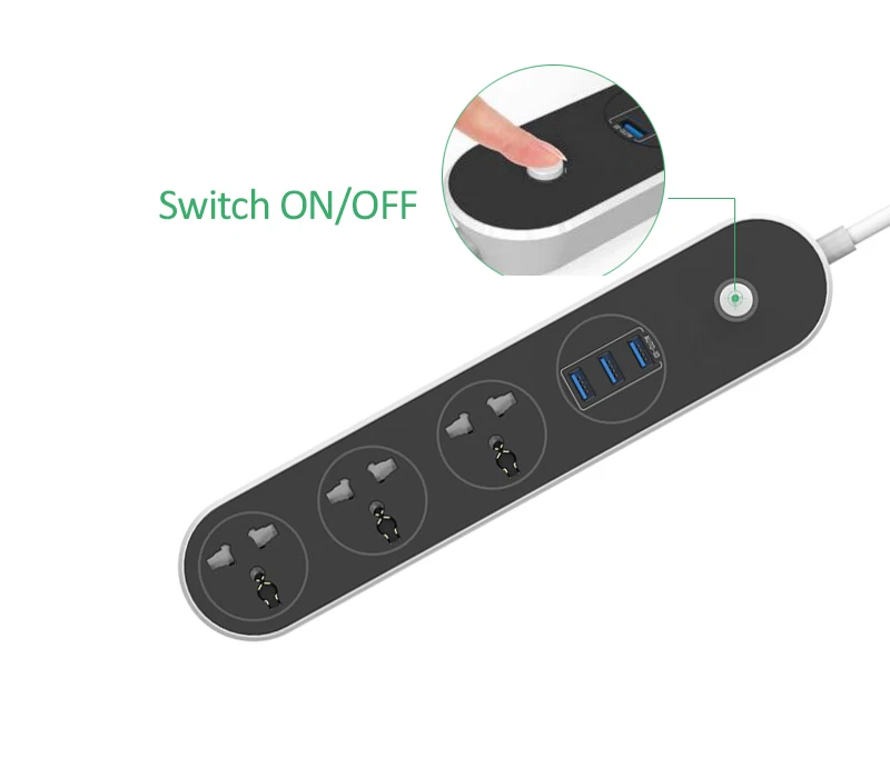 INGMAYA 3 порта USB зарядное устройство 3.1A с силовой полосой 3 выхода 2500 ватт Защита от перенапряжения для iPhone iPad samsung huawei Mi LG AC адаптер