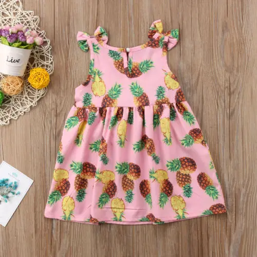 Toddler Girls Summer Pineapple Princess Dress Kids Baby Party Wedding Sleeveless Dresses | Детская одежда и обувь