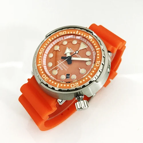 model 1 orange Тунец SBBN031 Мужские автоматические часы модные нержавеющая сталь Сан Мартин Дайвинг часы 30 Водонепроницаемость полный светящийся ободок - Цвет: model 1 orange