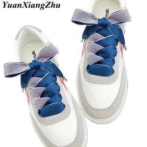 Шнурки двусторонние атласные, шелковая лента, для обуви, модные кружевные, для кроссовок, 1 пара, ширина 2 см, 80100120 см