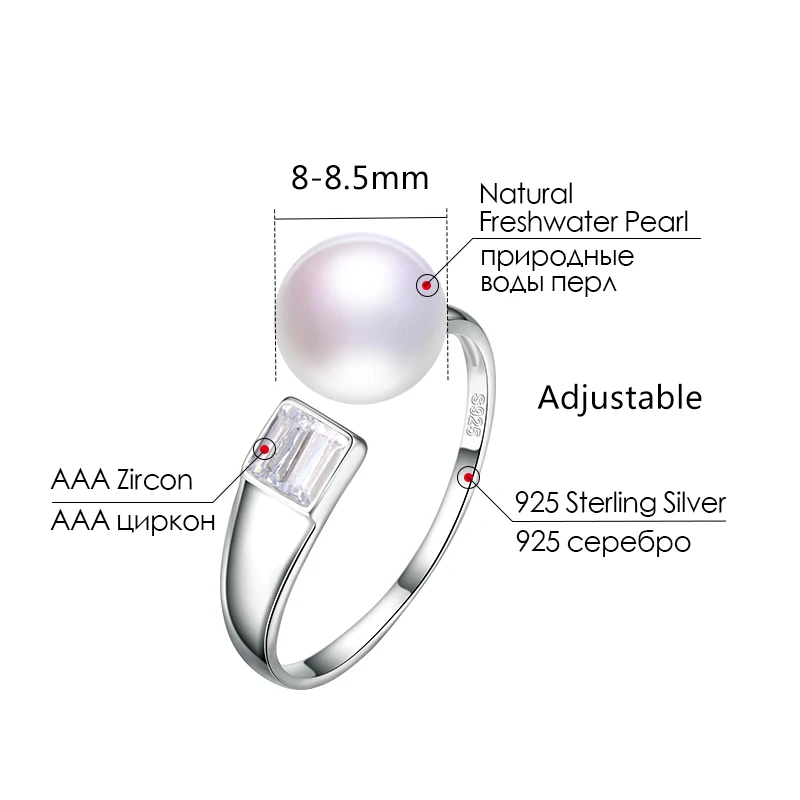 Dainashi 100% original 925 sterling silver pearl resizable rings fine jewelry with AAA zico for office/career christmas gifts | Украшения и