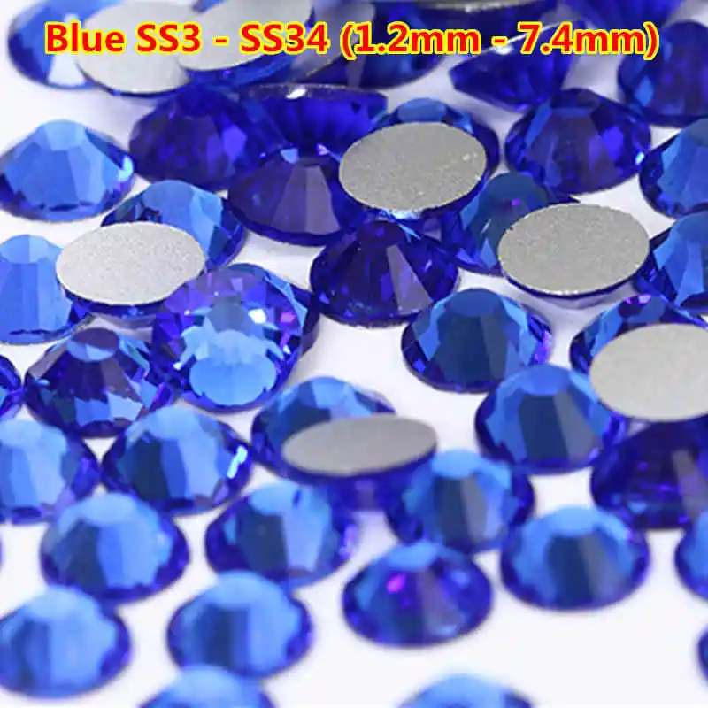 royal blue Стразы для ногтей с плоским основанием шт. ss3-ss30 30 цветов 2000 swarovsky ногтей красочные кристалл смешанные размеры не исправление дизайн украшения металлические для ногтей - Цвет: royal blue