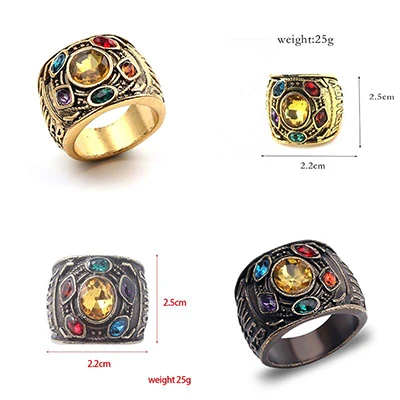 Mixed Color and Size 10 шт./партия,, бесконечные войны, Thanos ювелирные изделия, бесконечность Gauntlet кольцо Мстителей с кристаллами, палец кольцо - Цвет основного камня: Mixed Color and Size