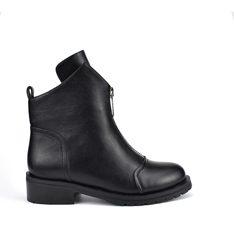 WETKISS Thick Med Heels Women Ankle Boots Round Toe Zip Footwear Pu Warm Female Boot Platform Shoes Woman 2018 Winter New Black | Обувь