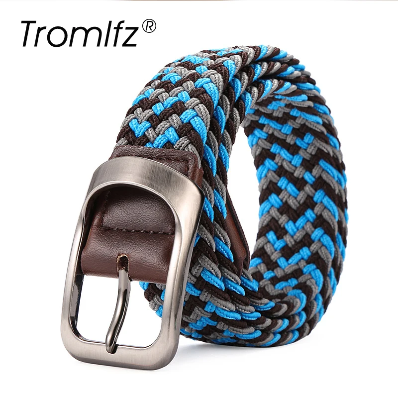 Tromlfz New Woven Stretch Men's Belt Knit Buckle Adjustable Ladies Canvas Casual 10 Colors | Аксессуары для одежды