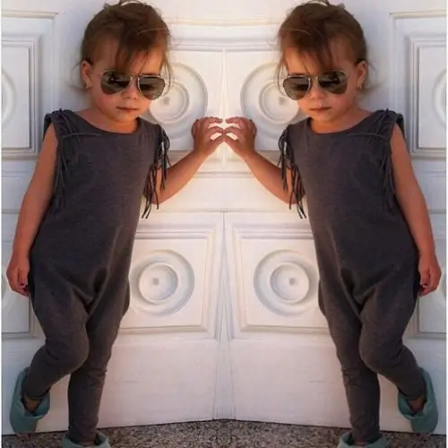 2018 Новый брендовый комбинезон с кисточками для маленьких девочек одежда рваные