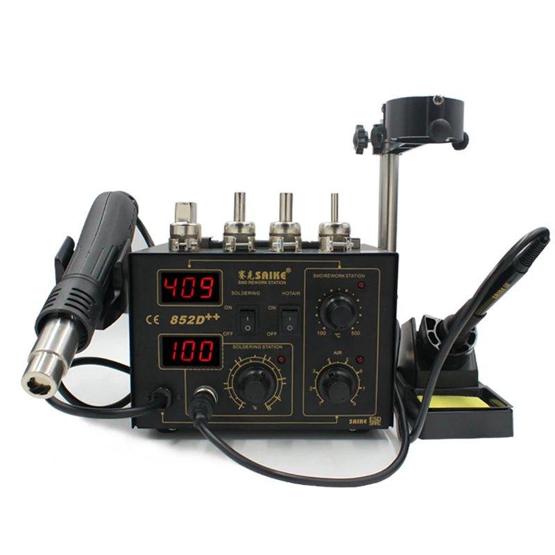 Saike 852D++ электрическая паяльная станция 220 в 110 В паяльная станция паяльник сушилка держатель сварочный комплект паяльная станция