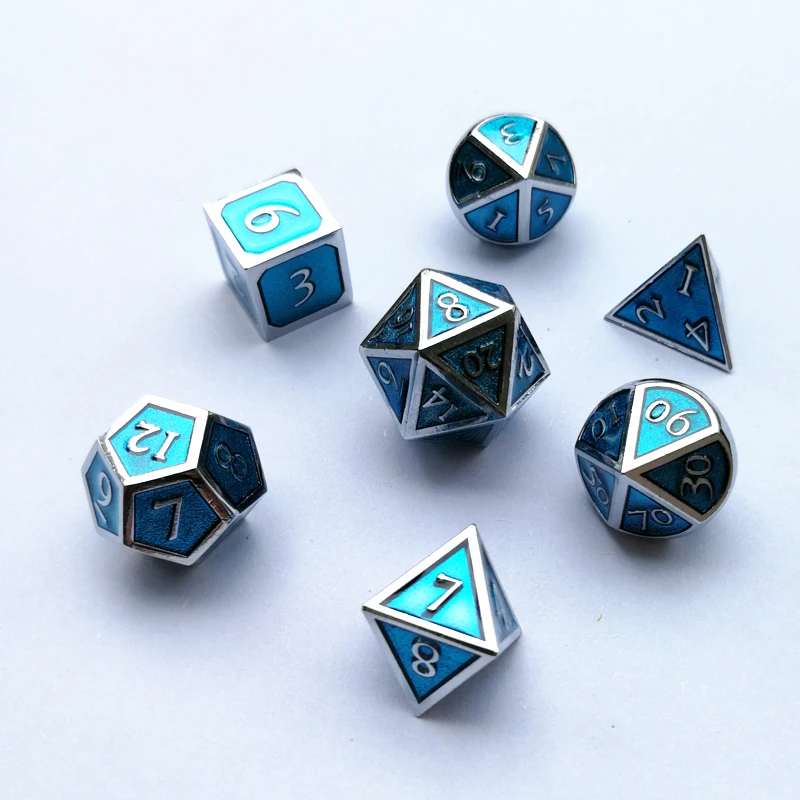 Заводские Экспорт шрифт Подземелья и Драконы 7 шт./компл. Творческий RPG кости d& d кокиль хром прозрачный синий