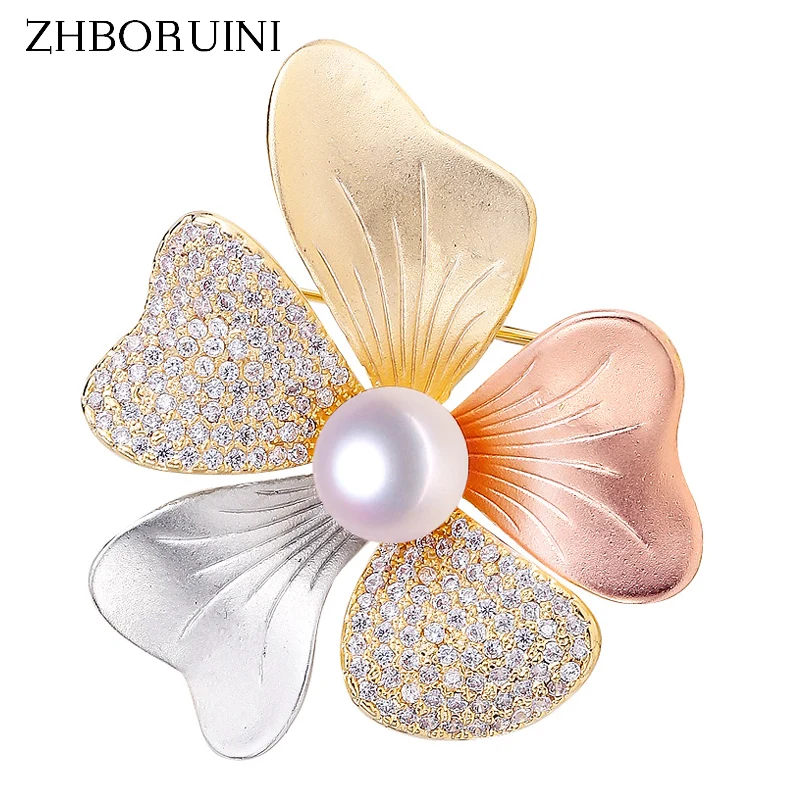 ZHBORUINI 2019 тонкая итальянская технология брошь с натуральным пресноводным