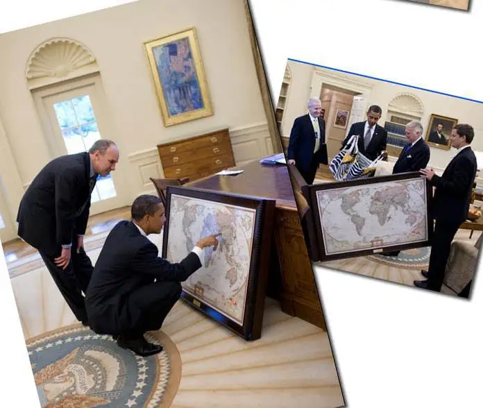 Холщовая карта с рисунком под старину в классическом стиле безрамочная