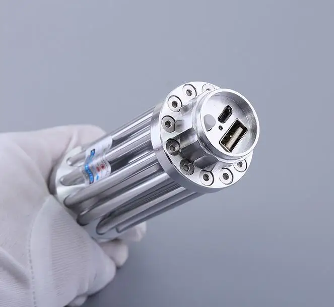 Мощная Синяя лазерная указка USB 200000 м нм лазерный светильник регулируемый фокус