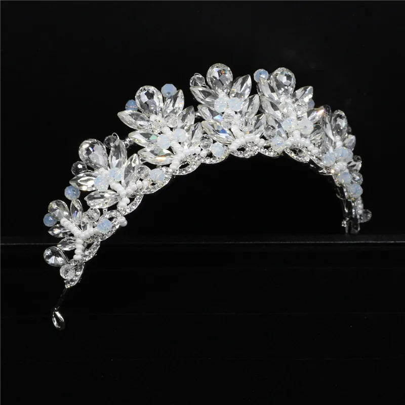 Роскошный Hand Made Хрустальные Бусины диадема невесты со стразами серебряные