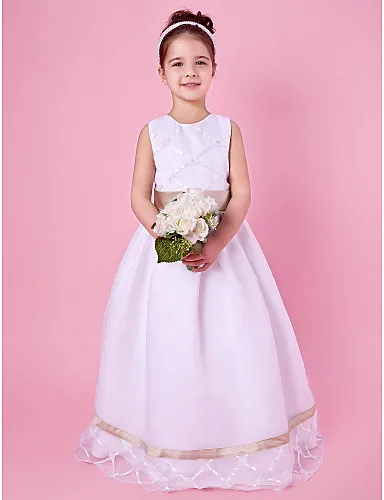 A-line Organza And Satin Flower Girl Dress With Sash/Ribbon | Свадьбы и торжества