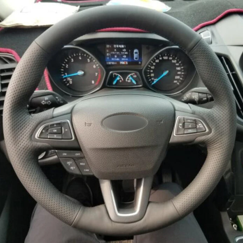 DIY ручной шитье чехол рулевого колеса автомобиля замша кожа для Ford Focus 3- Kuga- Escape C-MAX Ecosport