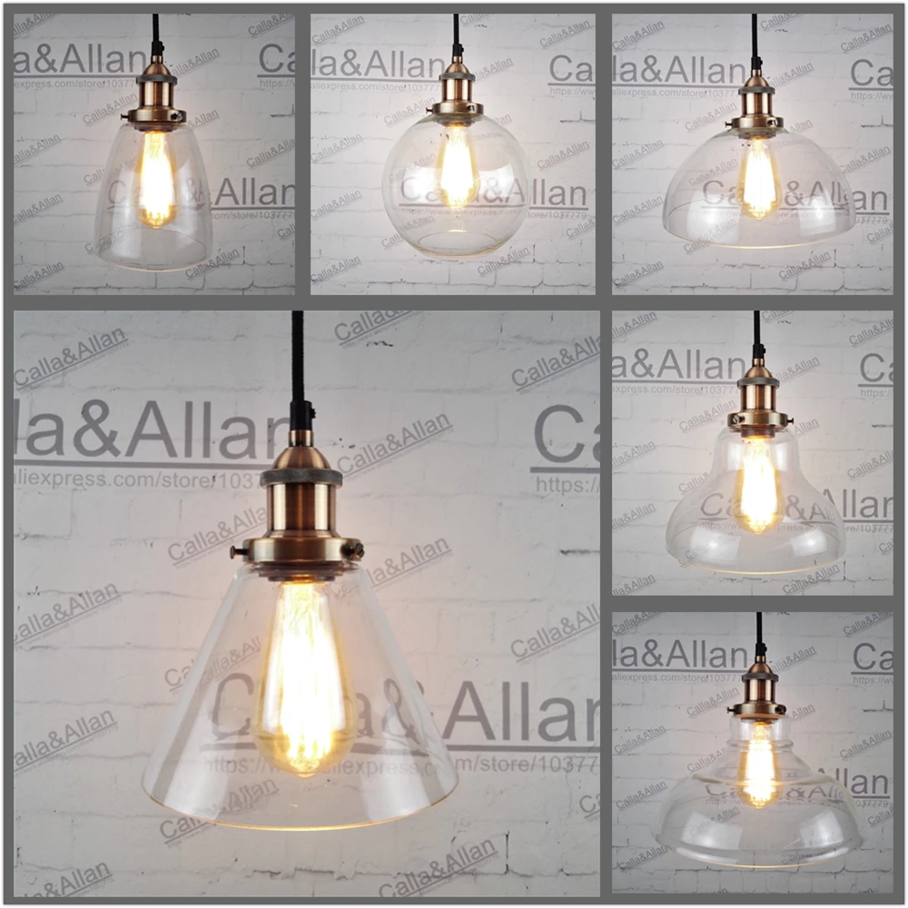 Подвесной светильник в стиле ретро для лампочек Эдисона 220 В E27|lamp loft|clear glass shadeglass