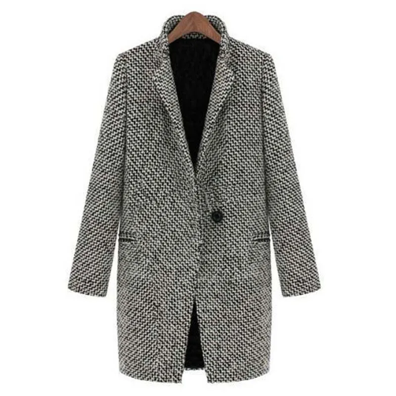 Модный Женский Тренч с отложным воротником и длинным рукавом приталенная