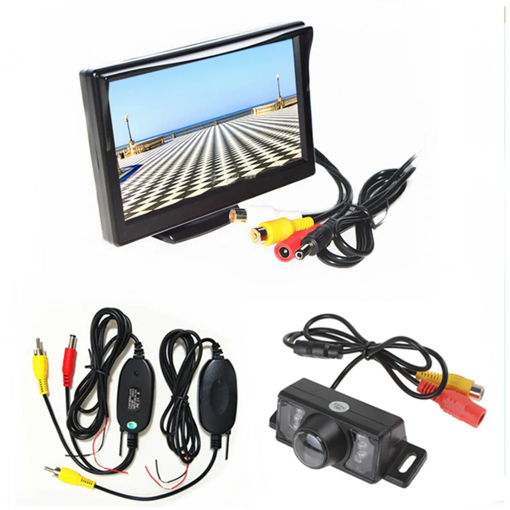 " TFT lcd HD800* 480 автомобильный монитор заднего вида с 2 видеовходами, Проводная или беспроводная камера заднего вида(опционально - Цвет: With CAM wireless02