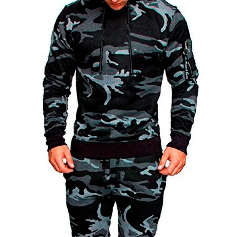 SHUJIN Men's Casual Hooded Camouflage Print Long Sleeve Sweatershirt Spring Autumn Pullover Patchwork Hoodie sudadera hombre