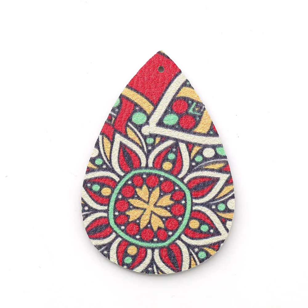 Подвески DoreenBeads из искусственной кожи подвески с цветочным узором в случайном