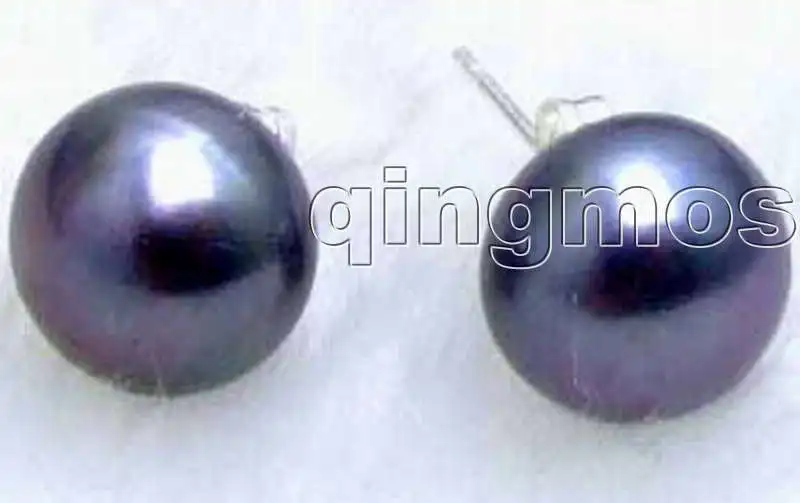 

SALE Big 12-13mm Natural Freshwater High Quality Pearl Earring Silver S925 Stud-ear256 wholesale/retail Free shipping