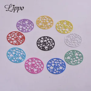 50 шт.лот AB1425 20 мм пружинный цветной круглый коннектор филигранные звезды Подвески, подвесной соединитель, наконечники для изготовления бижутерии