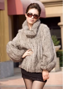 Из натуральной норки пальто с мехом вязаная Норковая женская меховая куртка