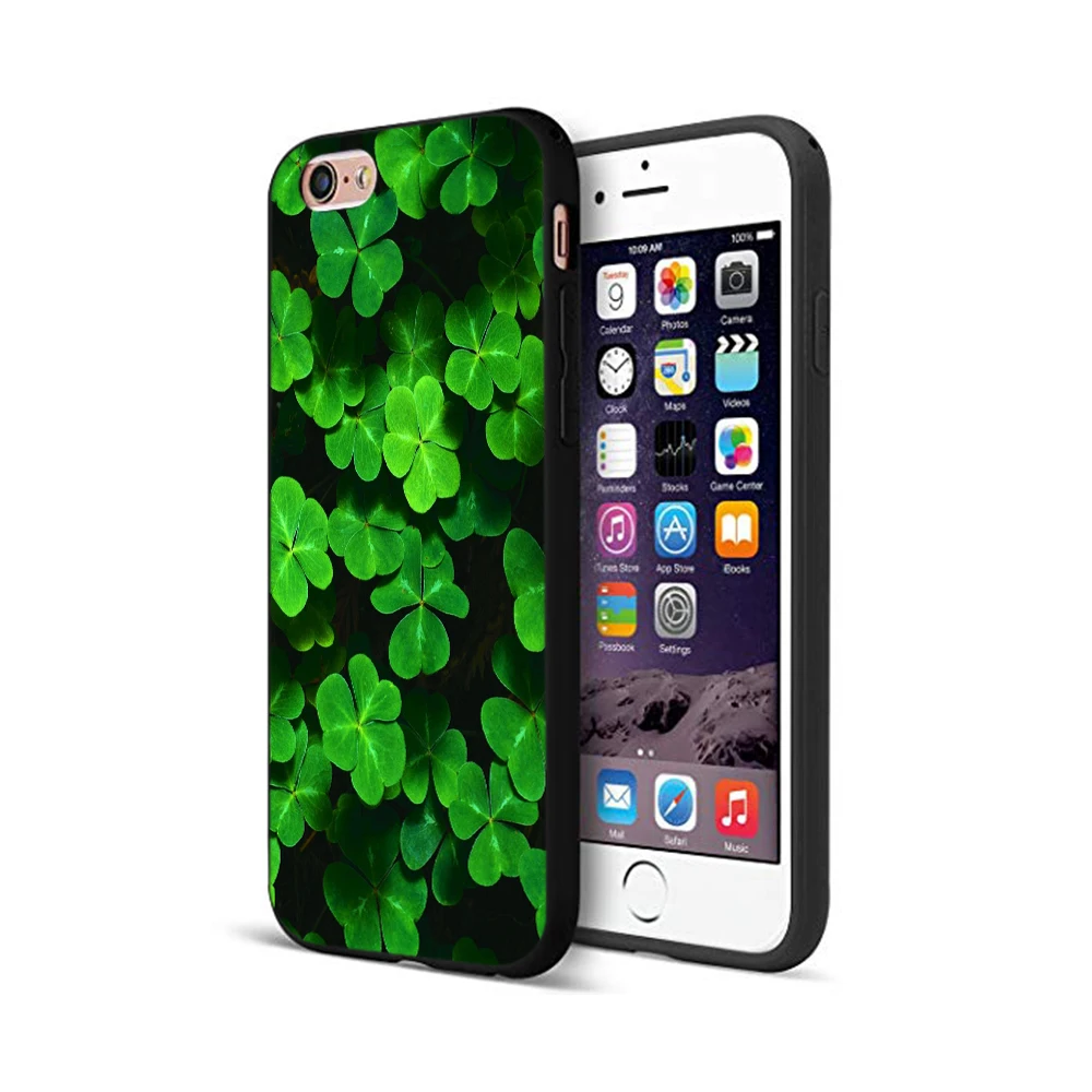 Черный чехол из ТПУ для iphone 5 6 6s 7 8 plus x 10 XR XS 11 pro MAX четыре листа божья коровка