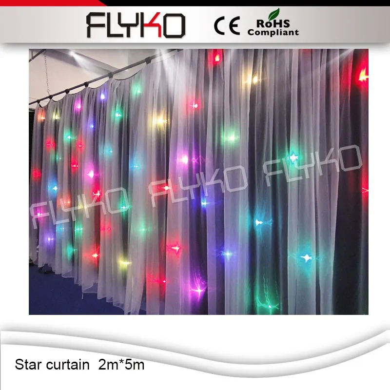 Пожаробезопасный светодиодный звездный занавес rgb 2*5 м FLYKO|led curtain rgb|led star curtainrgb led |