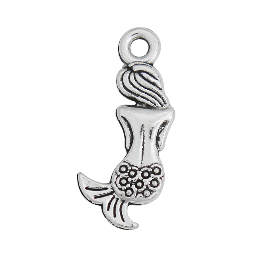 

RAINXTAR Fashion Alloy Antique Silver Color Mermaid Charms 10*21mm 100pcs AAC518