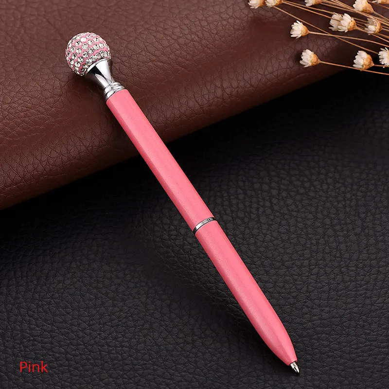 Pink 14-Цвет кристальная ручка Бизнес встречи металлическая ручка милые женские Подарочные ручки для офиса подарок джентльмен масло Шариковая ручка - Цвет: Pink