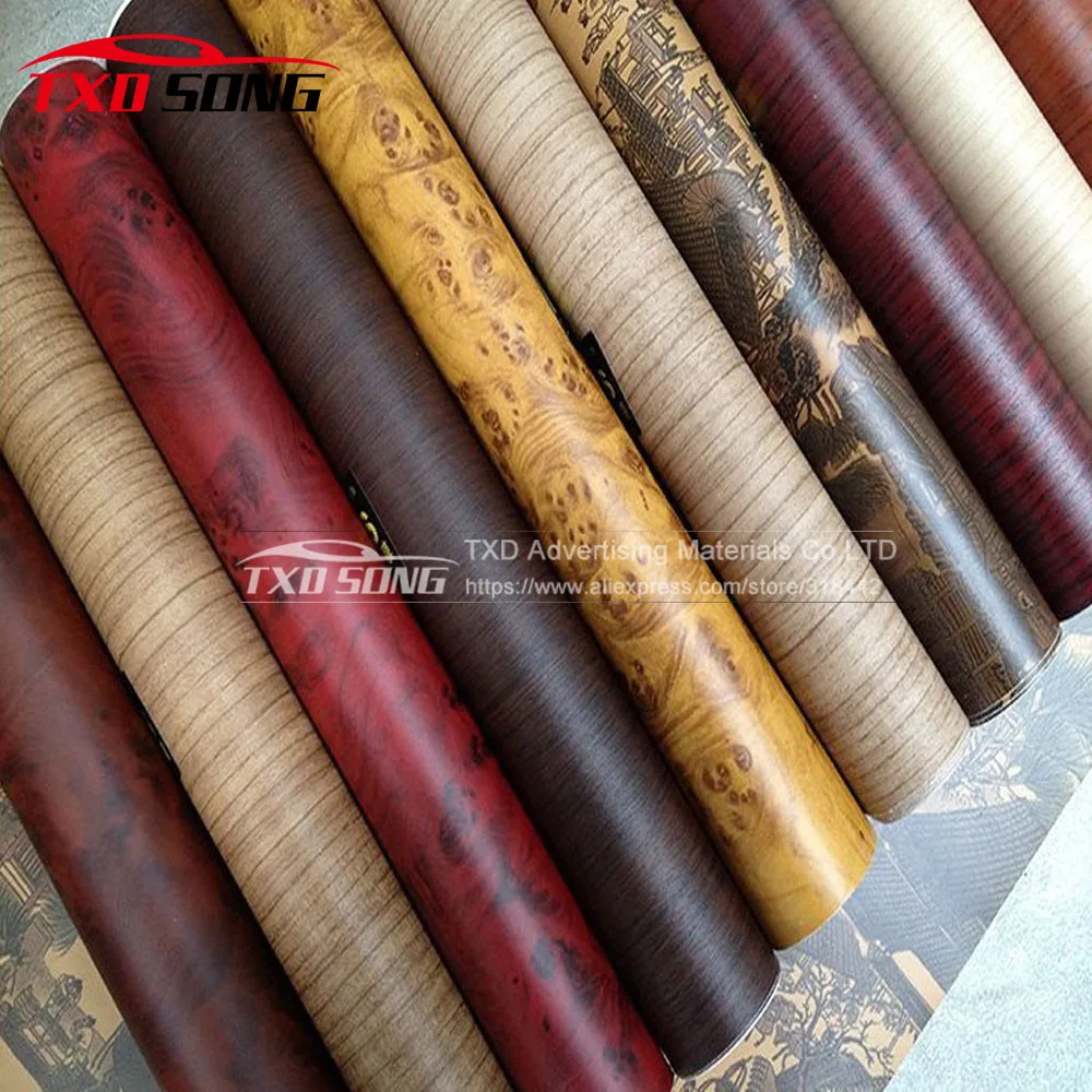 

10/20/30/40/50/60X124CM/LOT Premium Wood Grain Film Fiber Vinyl Wrap Car Sticker Moto Auto Interior PVC Film with free shipping