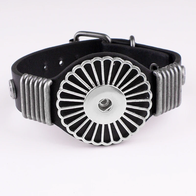 New punk leather Army Air force Vintage Metal 18mm snap button bracelet For Men Jewelry Free shipping MB1588