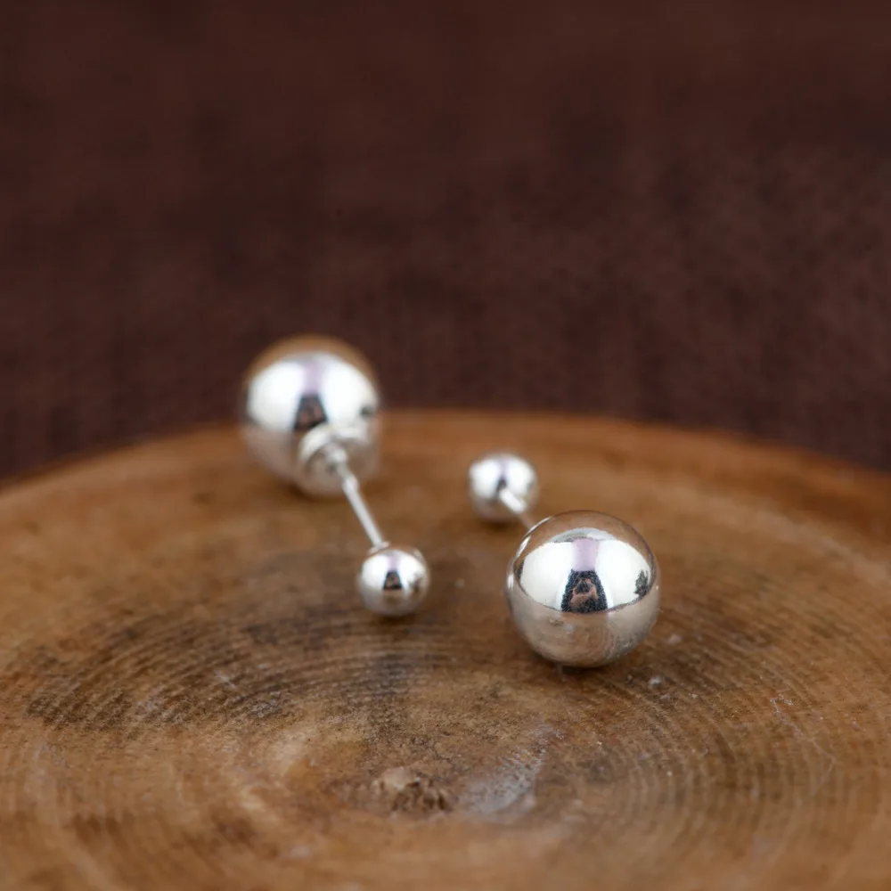 Женские серьги из двух шариков BALMORA универсальные гвоздики стерлингового