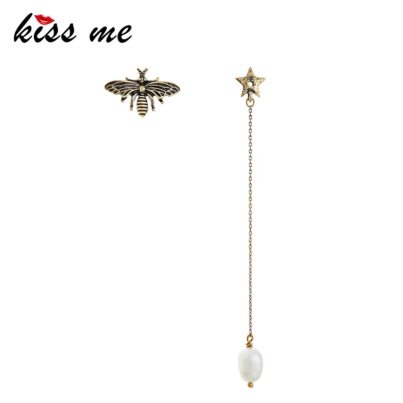 Женские асимметричные серьги KISS ME длинные висячие из сплава с искусственным