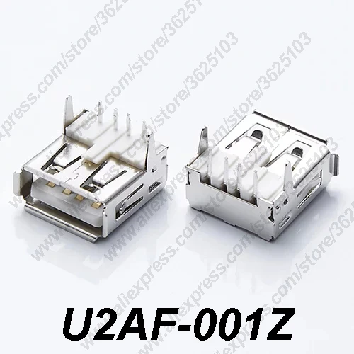 10 шт. U2AF 001Z/U2AF 001ZP USB 2 0 разъем прямой Feent 90 градусов Хвостовая Зарядка Женский