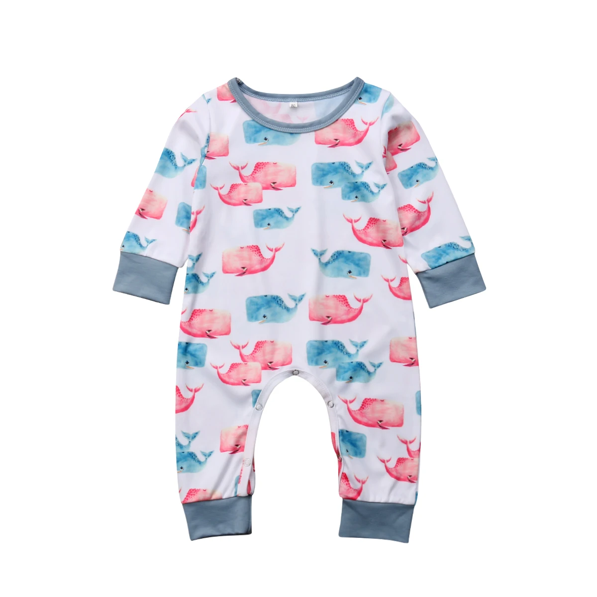 Для маленьких девочек мальчик с длинным рукавом КИТ печать комбинезон милые