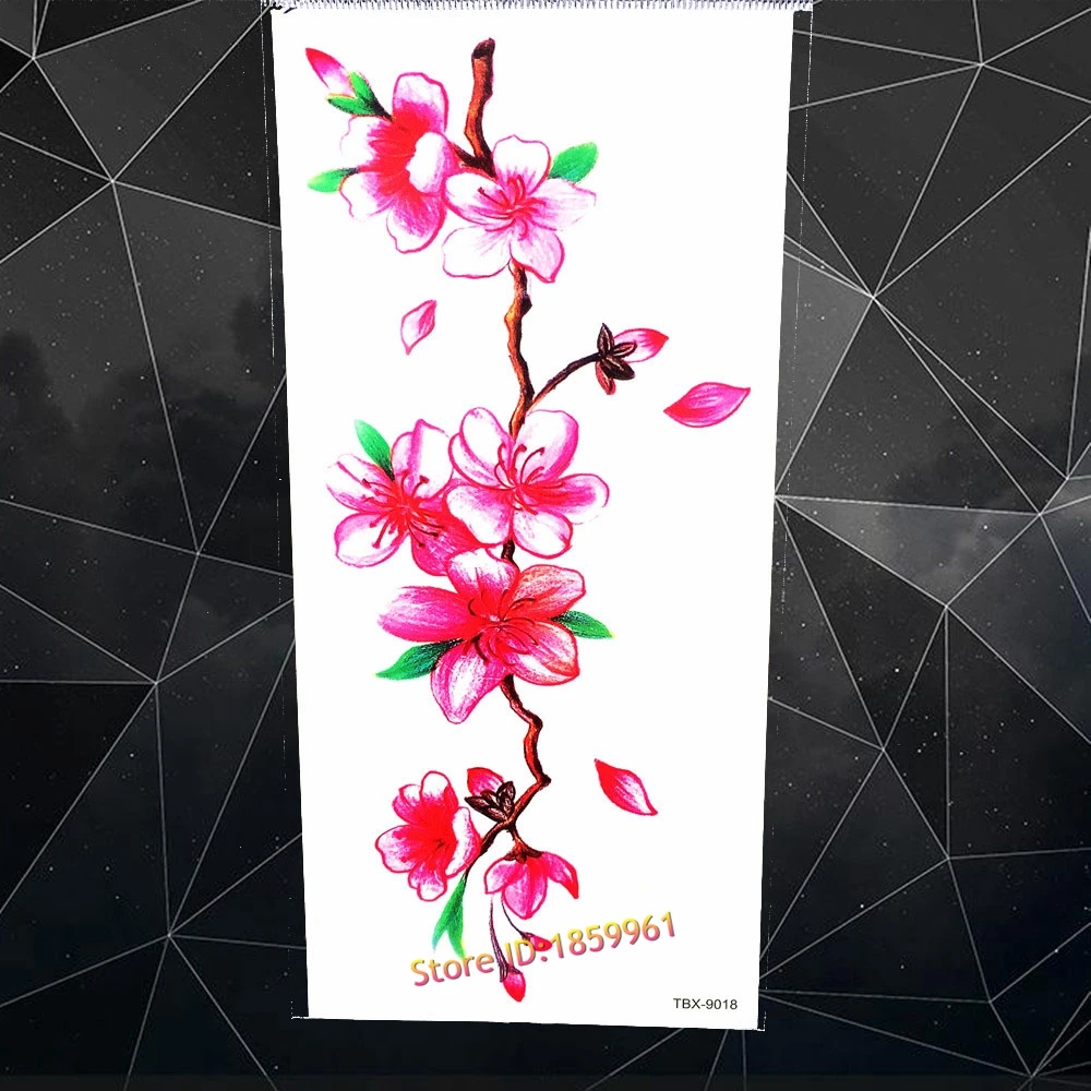 Водостойкая временная татуировка для женщин наклейки с имитацией цветка вишни