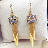 hotsale white gold aaa cubic zircon flower long chain tassel dangle earrings for women fashion for women