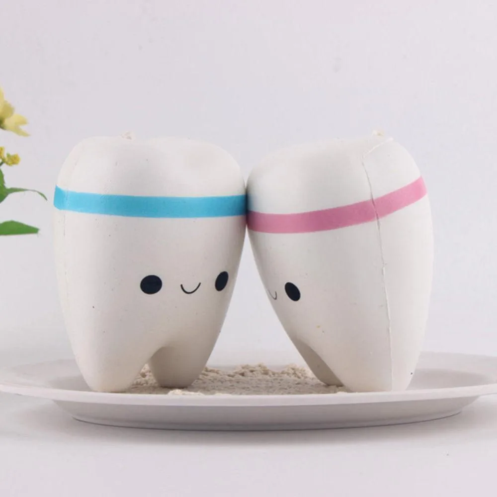 1 шт 11 см милый мультяшный зуб кулон сжимаемая игрушка медленно поднимающаяся