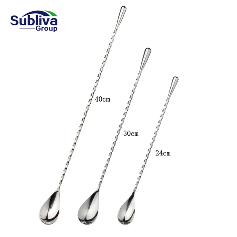 

Stir Spoon Stainless Steel Mixing Cocktail Spoon Spiral Pattern Bartender Tools Bar Teadrop Spoon 30/40cm Bar Tool