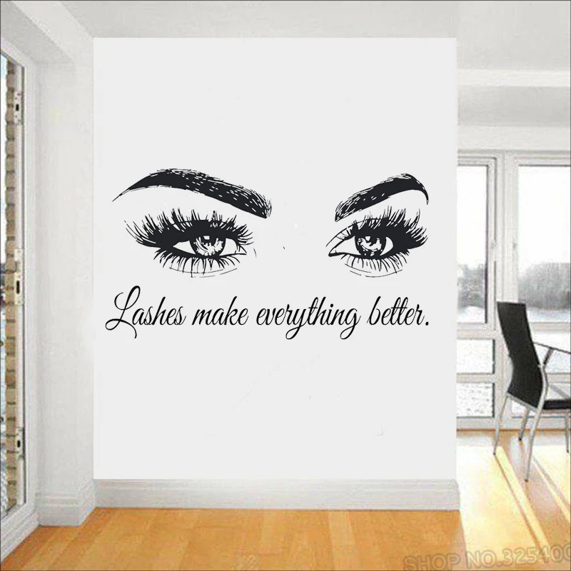 

Eye Eyelashes Wall Decal Sticker Lashes Extensions Eyebrows Brows Beauty Salon Quote Wall Mural Graphic Design Wall Art L781