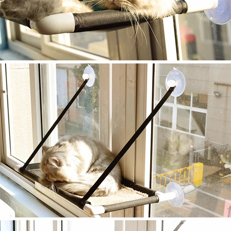 

Strong Paste Glass Window Cat Hammock Washable Cat Bed Single or Double Layers Cozy Pet Hanging Window Cat Hanging Mat House