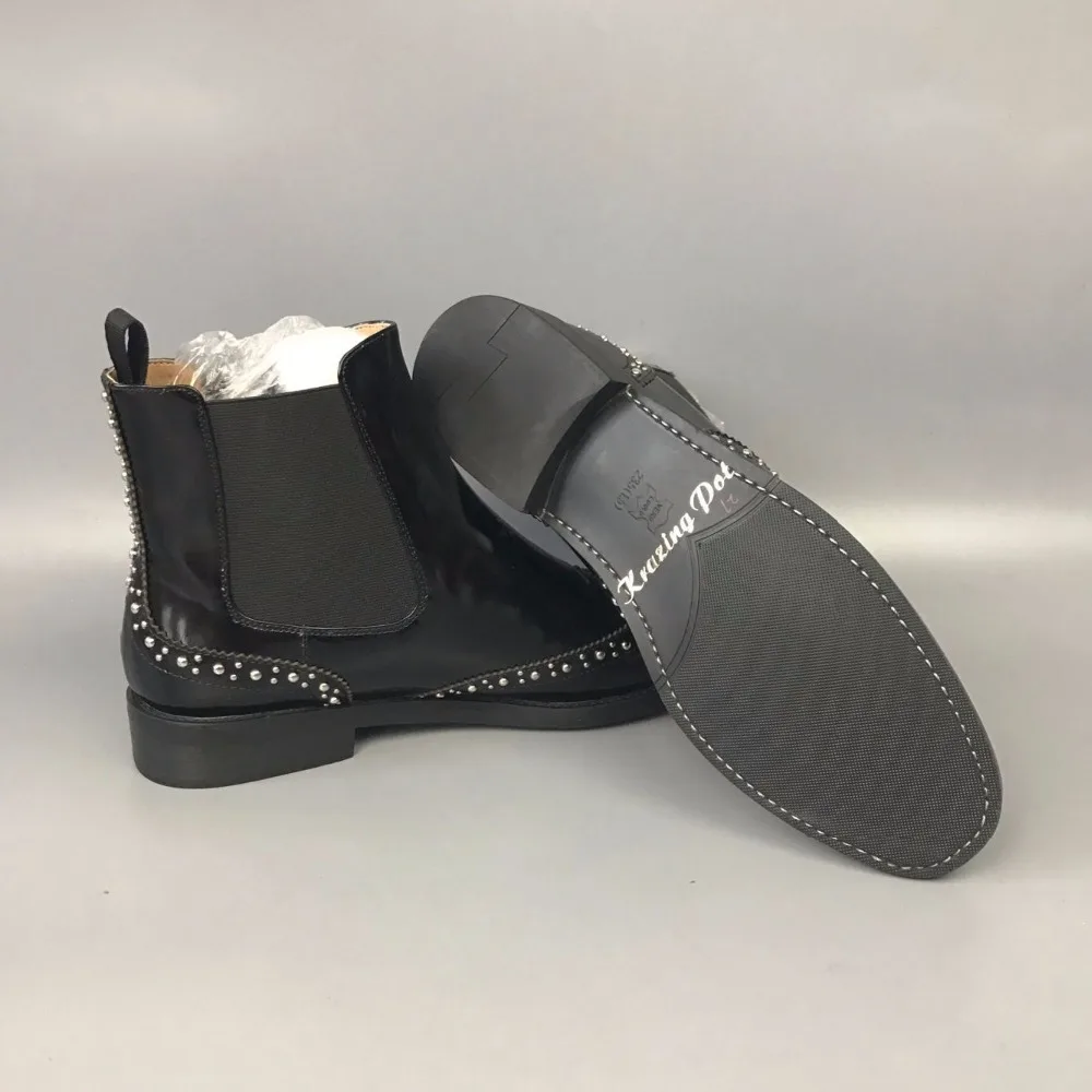 

Krazing Pot cow leather low heels gladiator round toe rivets Hollywood British school Chelsea boots streetwear ankle boots L81