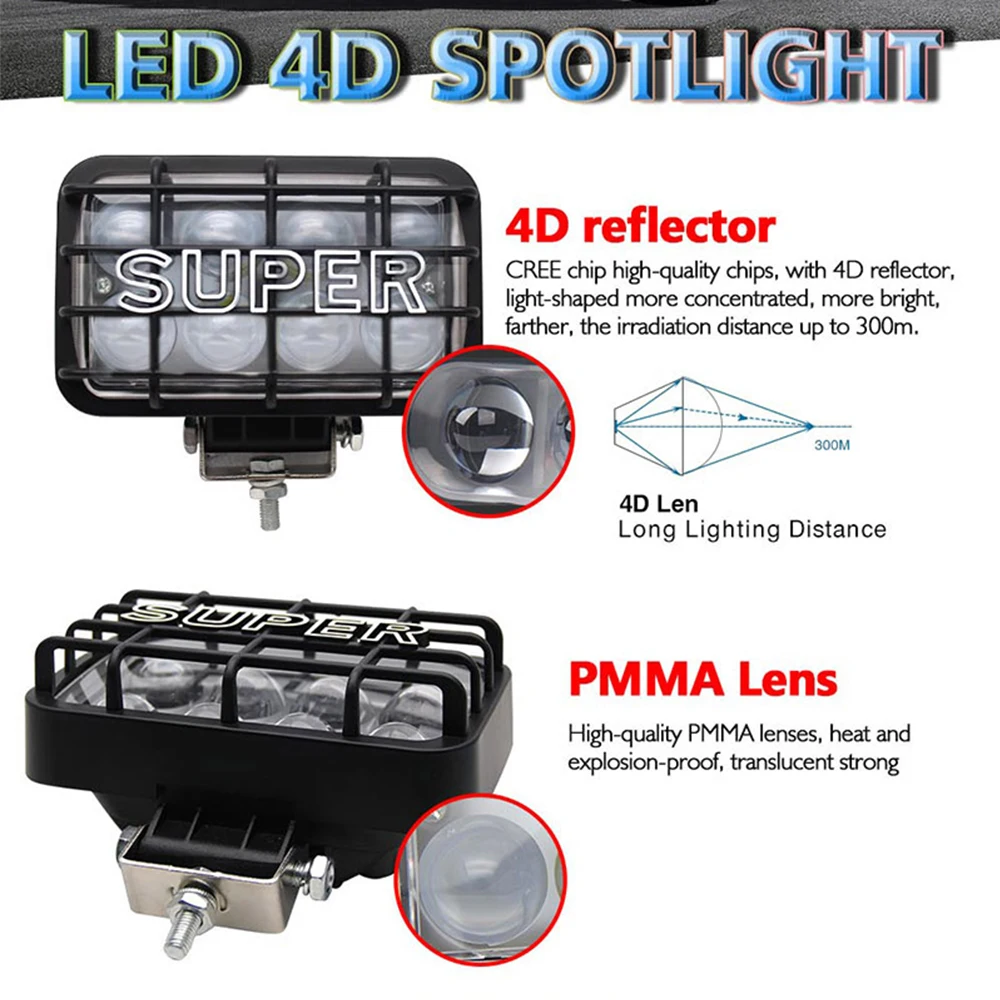 CO LIGHT Led 12 Volt 40W Additional Lights 4X6 Leds Off Road 4X4 Auto Light Spot 4D for Lada Niva Uaz Tractor Jeep Wrangler Boat |