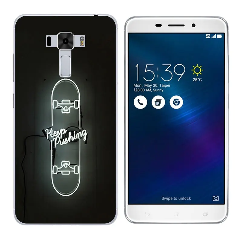 Silicon for Asus Zenfone 3 Laser ZC551KL Back Cover Skateboard Printing Case shell |
