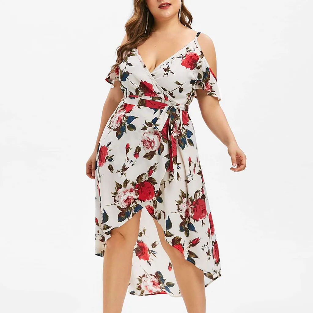 Женское платье с открытыми плечами и V-образным вырезом размеры до 5XL | Женская