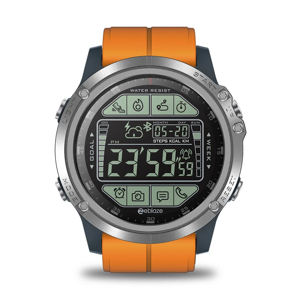 Orange Zeblaze VIBE 3S прочные уличные Смарт-часы в режиме реального времени погодные шаги отслеживание расстояния калорий 5 ATM/50 M/164ft Водонепроницаемость - Цвет: Orange